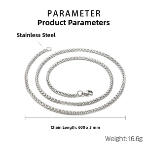 Detailed specifications of 3mm stainless steel keel chain necklace with 600mm length