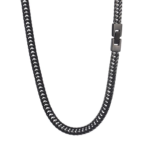 Classic black stainless steel curb chain necklace with a secure square lobster clasp