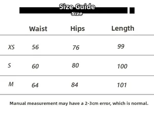 Guide des tailles détaillant taille, hanches et longueur pour ce jean évasé