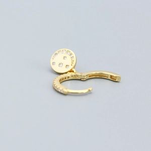 925 silver gold-plated hoop earrings with sparkling moon and star zircon pendants