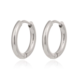 Paire de boucles d'oreilles créoles en acier inoxydable argenté avec reflets nets