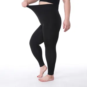 High waist black plus size thermal leggings with extreme stretch and matte finish texture