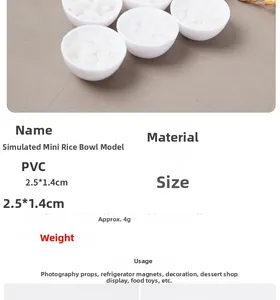 Miniatur-Reisschüssel aus PVC im Maßstab 2,5x1,4cm für Puppenhäuser und Dekorationen