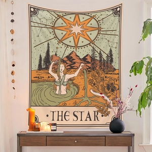 Dettaglio dell'arazzo dei tarocchi The Star con decorazione murale mistica vintage
