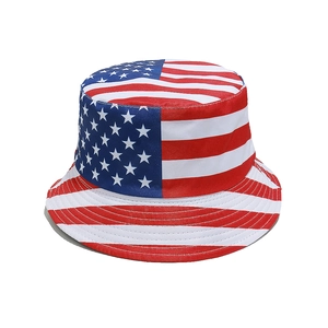 American Flag Bucket Hat Polyester Stars Stripes Patriotic Independence Day Sun Protection Summer Outdoor Unisex