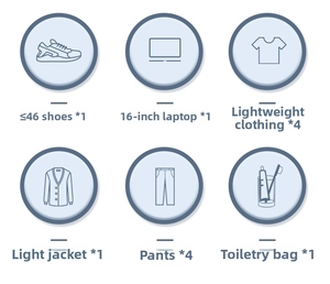 Detail showing high-capacity storage for 16-inch laptop, shoes, and clothing in travel backpack