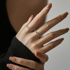 925 sterling silver minimalist rings set with pink and blue stones on hand