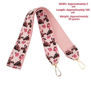 Tracolla spessa in jacquard floreale etnico da 5cm con moschettoni in metallo dorato