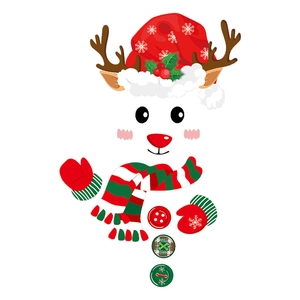 Christmas snowman and reindeer wall stickers set with festive hats and scarves decoration