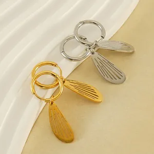 Hollow Wing Hoop Earrings Stainless Steel 18K Gold Plated Niche Luxury Design Fashion Jewelry For Women
