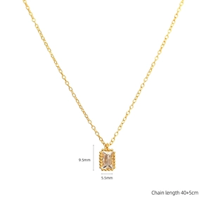 Gold s925 silver necklace with rectangular zircon pendant 9.5mm x 5.5mm size