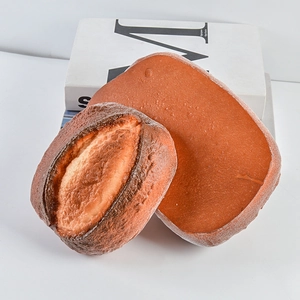 Detailed view of realistic PU foam bread models with lifelike texture for prop display