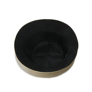Detail showing reinforced stitching and black inner lining of the stylish bucket hat