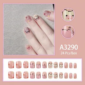 Süße rosa Zeichentrick-Schwein Aufklebenägel Set mit 24 Glanzstücken Modell A3290