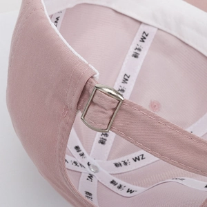 Pink ribbon bow baseball cap with adjustable metal buckle and reinforced inner stitching