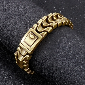 Bracciale maschile in acciaio inossidabile oro antico con chiusura a scomparsa