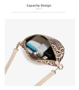 Top view of leopard print waist bag showing internal capacity for daily essentials