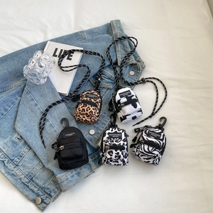 Mini Backpack Shaped Coin Purse Nylon Fabric Leopard Zebra Cow Print Small Shoulder Bag Neck Pouch For Girls Kids Women Accessories