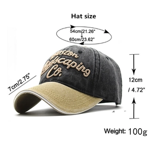 Vintage gewaschene Baumwoll-Baseballkappe mit Boston-Stickerei und Größenangaben