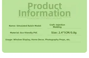Detailed specifications for realistic PVC raisin models used as movie props and decor