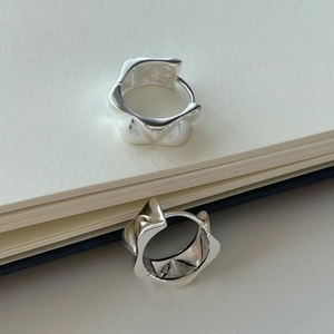 Minimalist S925 sterling silver geometric hoop earrings with origami multifaceted design