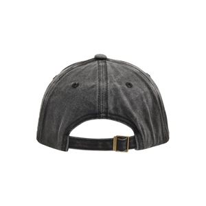 Vista posteriore cappellino da baseball in tela grigio scuro con fibbia regolabile
