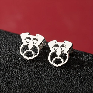 Süße Schnauzer Edelstahl Ohrstecker mit detailliertem, hohlem Umriss-Design für Damen