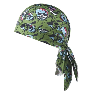Green camouflage cycling skull cap with breathable fabric for outdoor sports and hiking