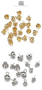 Gold and silver stainless steel pearl peg bails for DIY jewelry pendant making