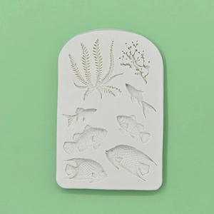 Marine life silicone fondant mold featuring clownfish and coral designs for DIY cakes