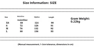 Size chart showing waistline, hipline, and length for sleeveless top and skirt set