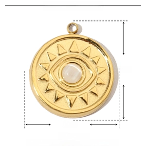 Detail view of heart stone pendant showing 19mm height and 17mm width dimensions