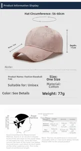 Größentabelle für Baseballkappen mit Maßen wie 7cm Schirm und verstellbarem Kopfumfang