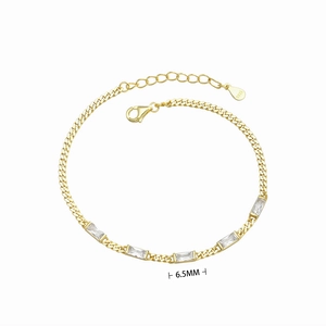 Detail of S925 sterling silver stamp on gold bracelet with 6.5mm square zircon