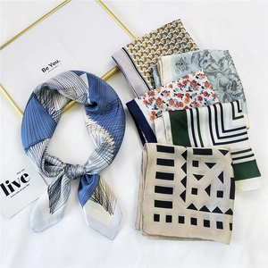 Satin Satin Like Square Scarf Fashion Floral Leopard Geometric Print Neck Head Wrap Hair Accessory For Women