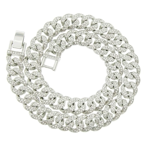 Hip Hop Cuban Link Chain Necklace Alloy Rhinestone Iced Out Glittering Trendy Streetwear Jewelry For Men Women