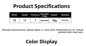 Size chart showing dimensions for portable insulated water bottle bag with strap details
