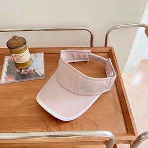 Pink quick-dry open top sports visor with mountain embroidery for running and marathon