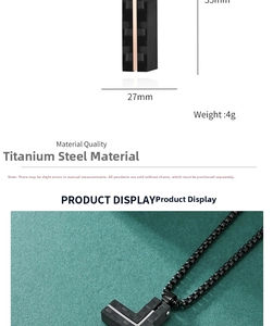 L-shaped black titanium steel pendant with brushed texture and rose gold metal inlay detail