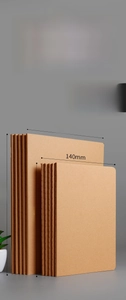 Detailed size chart for B5 Kraft paper notebook showing dimensions and page layout options