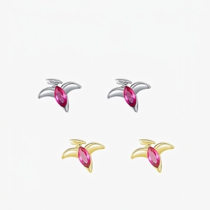Boucles D'oreilles Oiseau En Argent Sterling 925 Zircone Cubique Marquise Rose Bijoux Forme Animale Pour Femmes