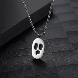 Dark style cartoon ghost pendant necklace with metal chain for hip hop street style wear
