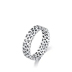 Anello In Argento Sterling 925 Vintage Cuore Traforato Minimalista Elegante Gioielli Da Dito Regalo Per Donne