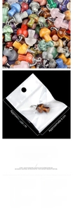 Detailed view of various natural crystal mushroom pendants with metal rings and measurements