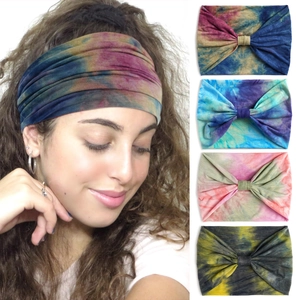 Fascia per Capelli Larga Tie Dye per Donna Fascia Antisudore Sportiva Elastica per Yoga in Maglia di Poliestere Spandex Accessori per Capelli