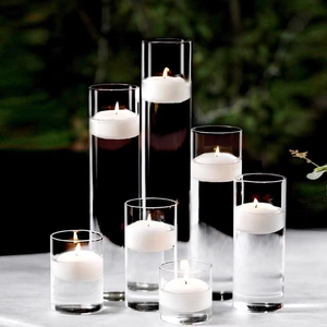 Cilindrische Borosilicaatglas Drijvende Kandelaar Hittebestendige Transparante Beker Voor Bruiloft Banket Huis Decoratie