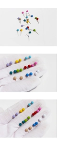 Detailed macro view of colorful enamel ball stud earrings in various bright vibrant shades