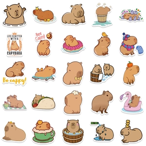 50 pieces of cute cartoon capybara waterproof stickers for DIY luggage and laptop decoration