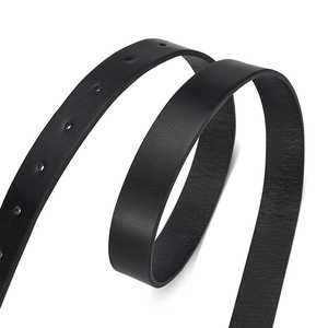Classic black leather belt for women featuring fine texture and elegant pre-punched holes
