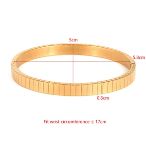 Detailed size specifications for gold stainless steel watch-style textured bangle